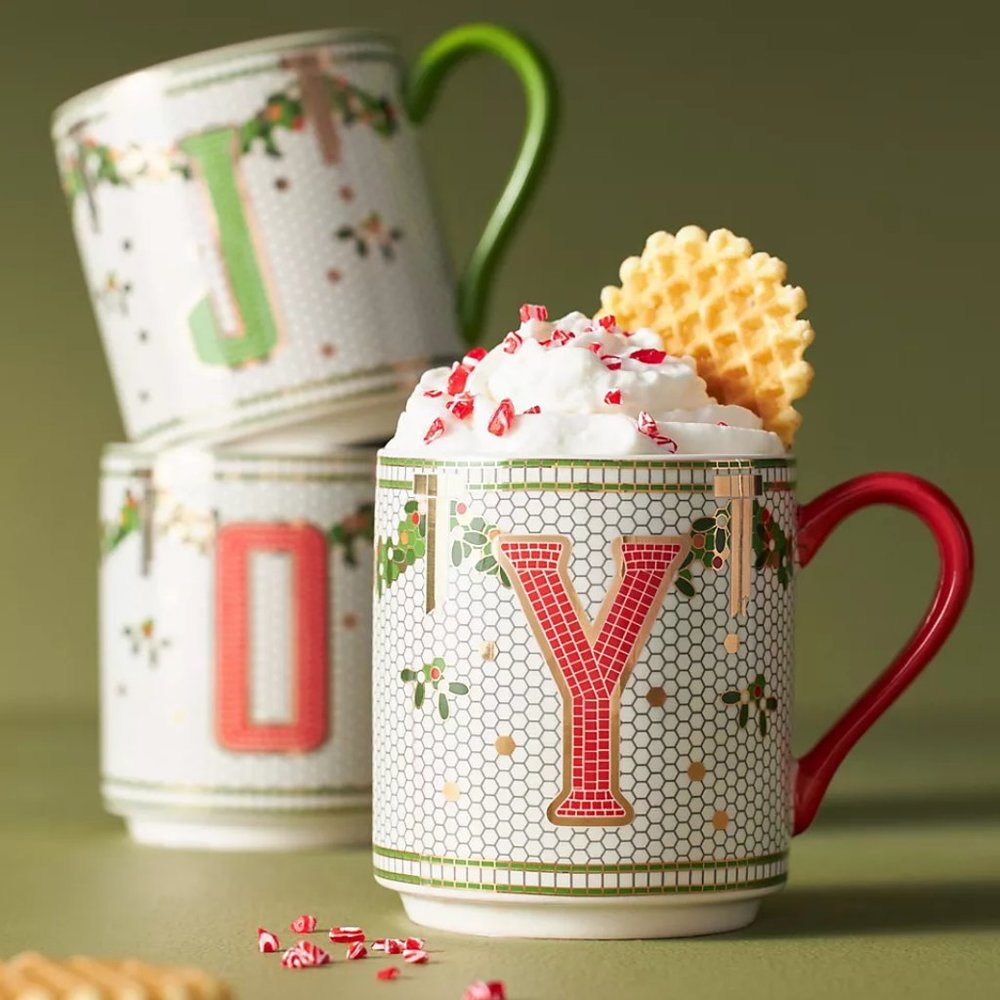 Festive Bistro Tile Monogram Mug